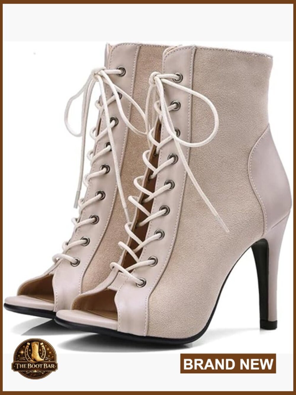 Women's High Heel Lace Up Sandals Peep Toe Stiletto Open Toe Summer Boots